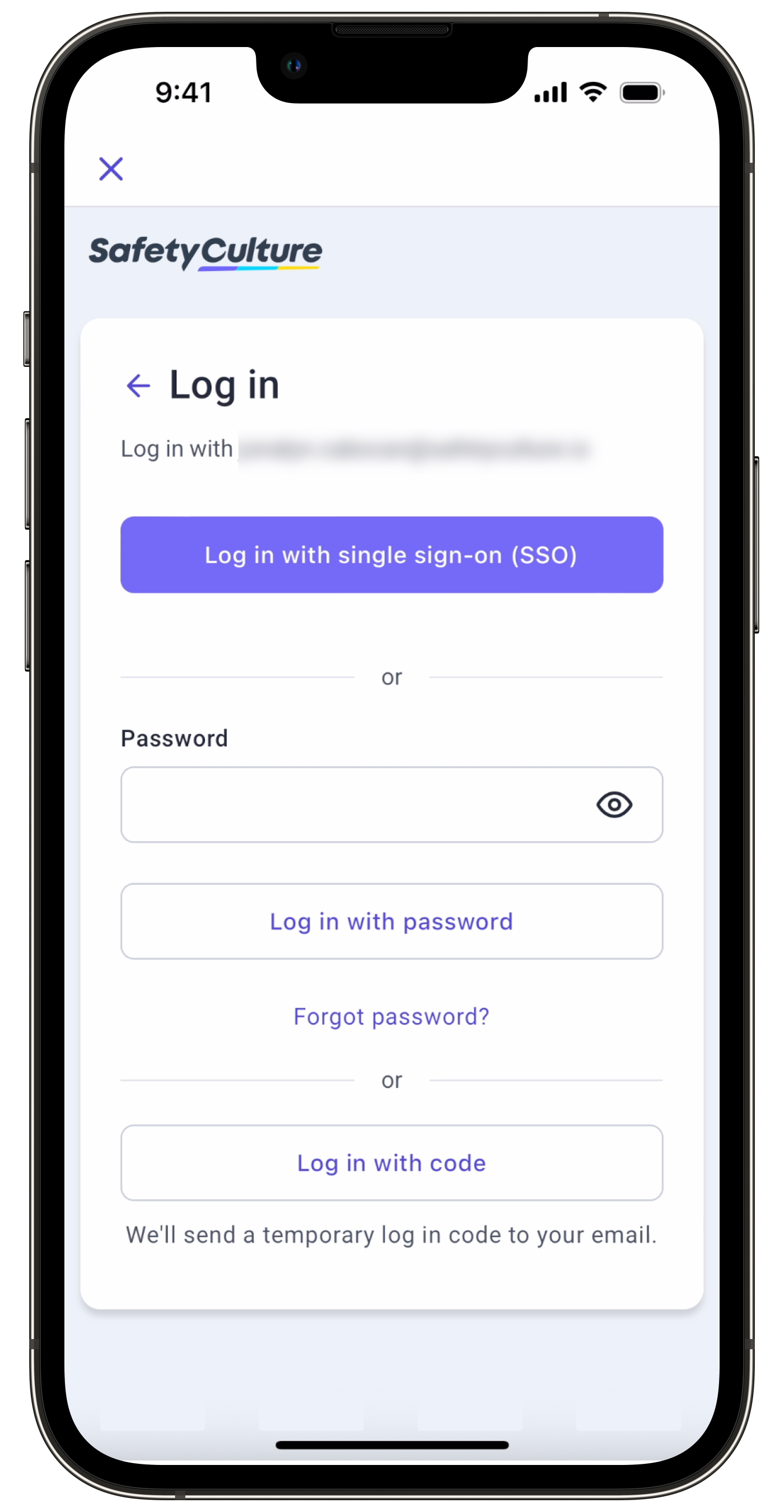 Options de connexion à partir de l'application portable.