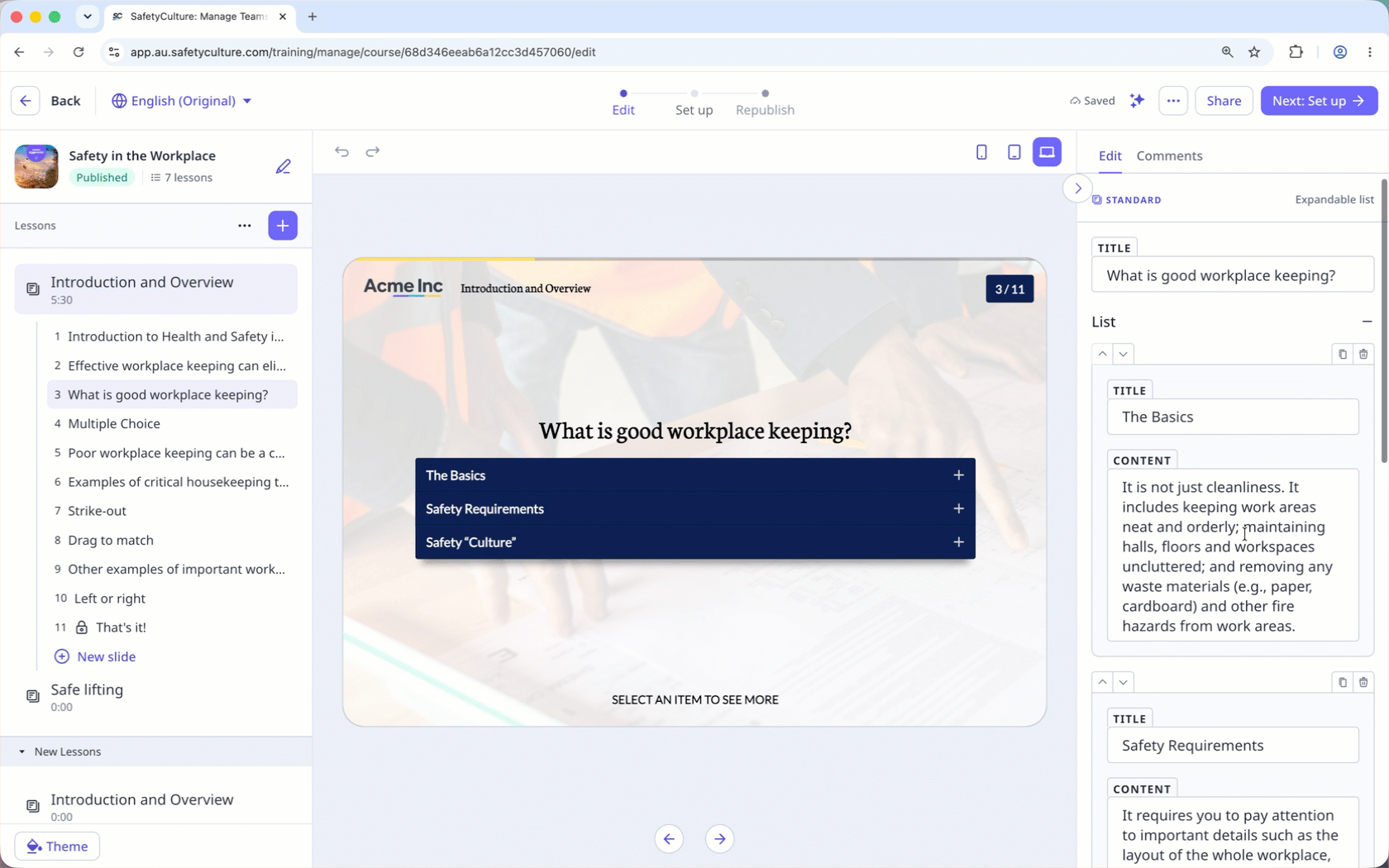 Create a lesson via the web app