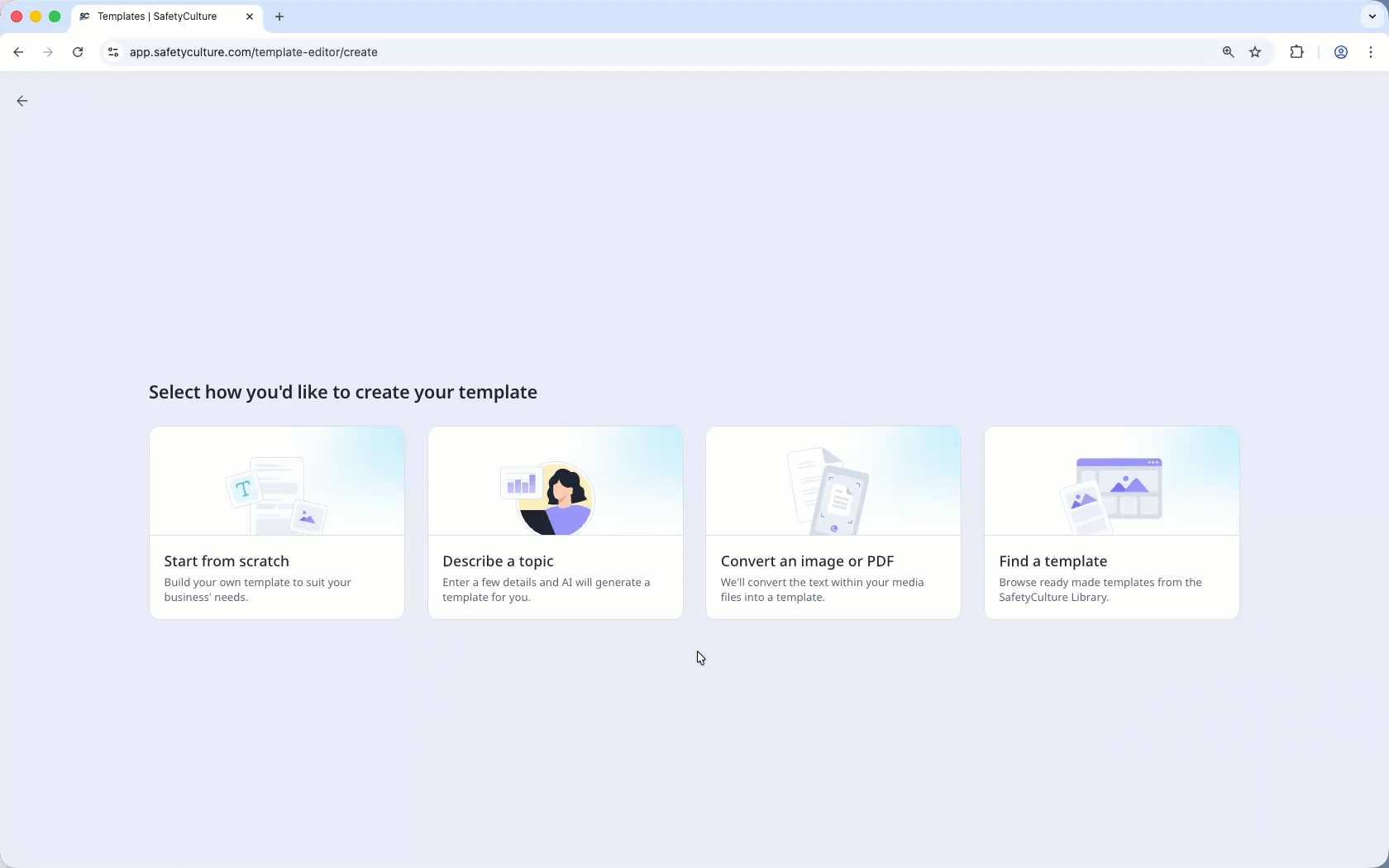 Web app: Download a template from the Library via the web app.