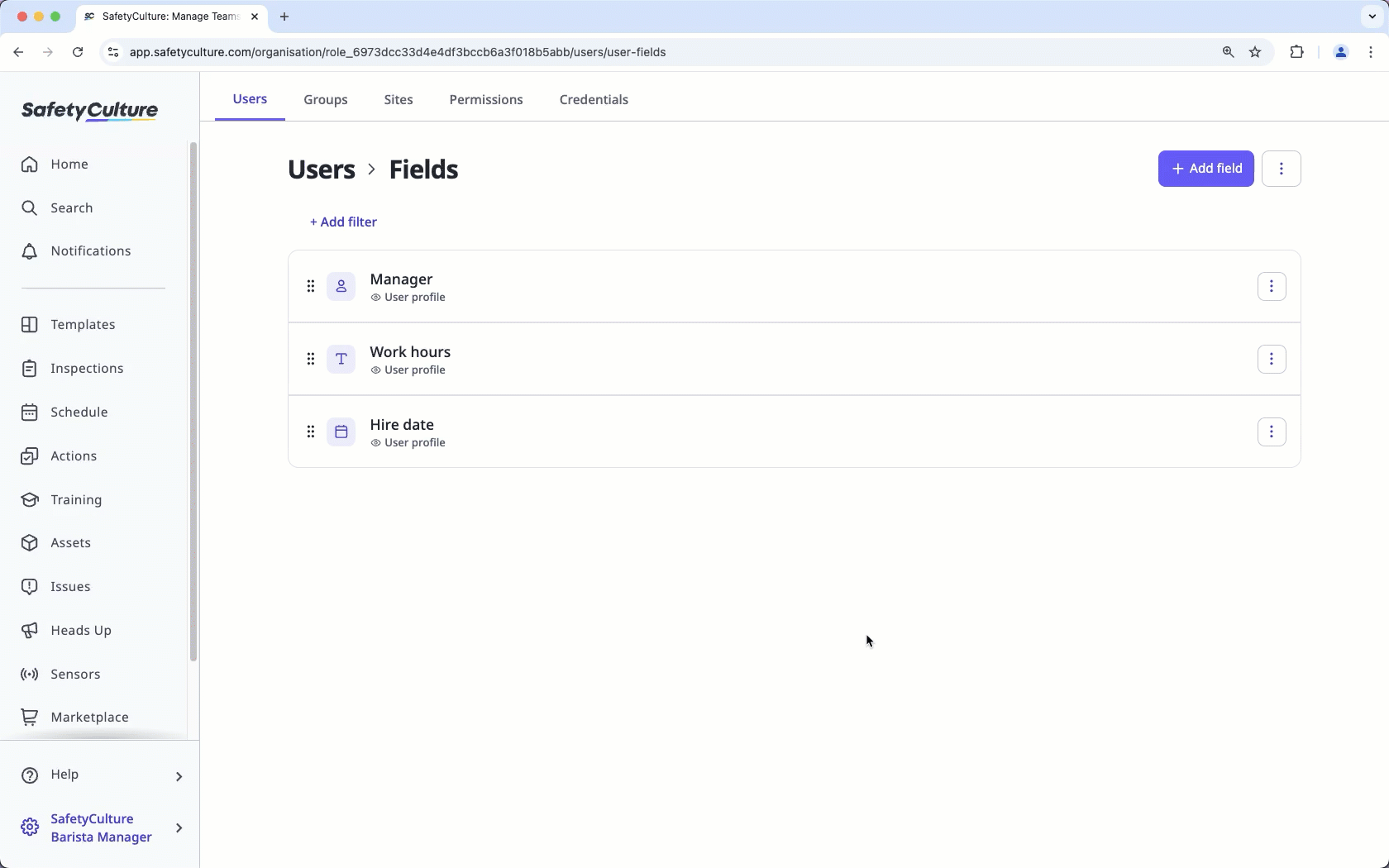 Create a user field to capture additional information about your users via the web app.