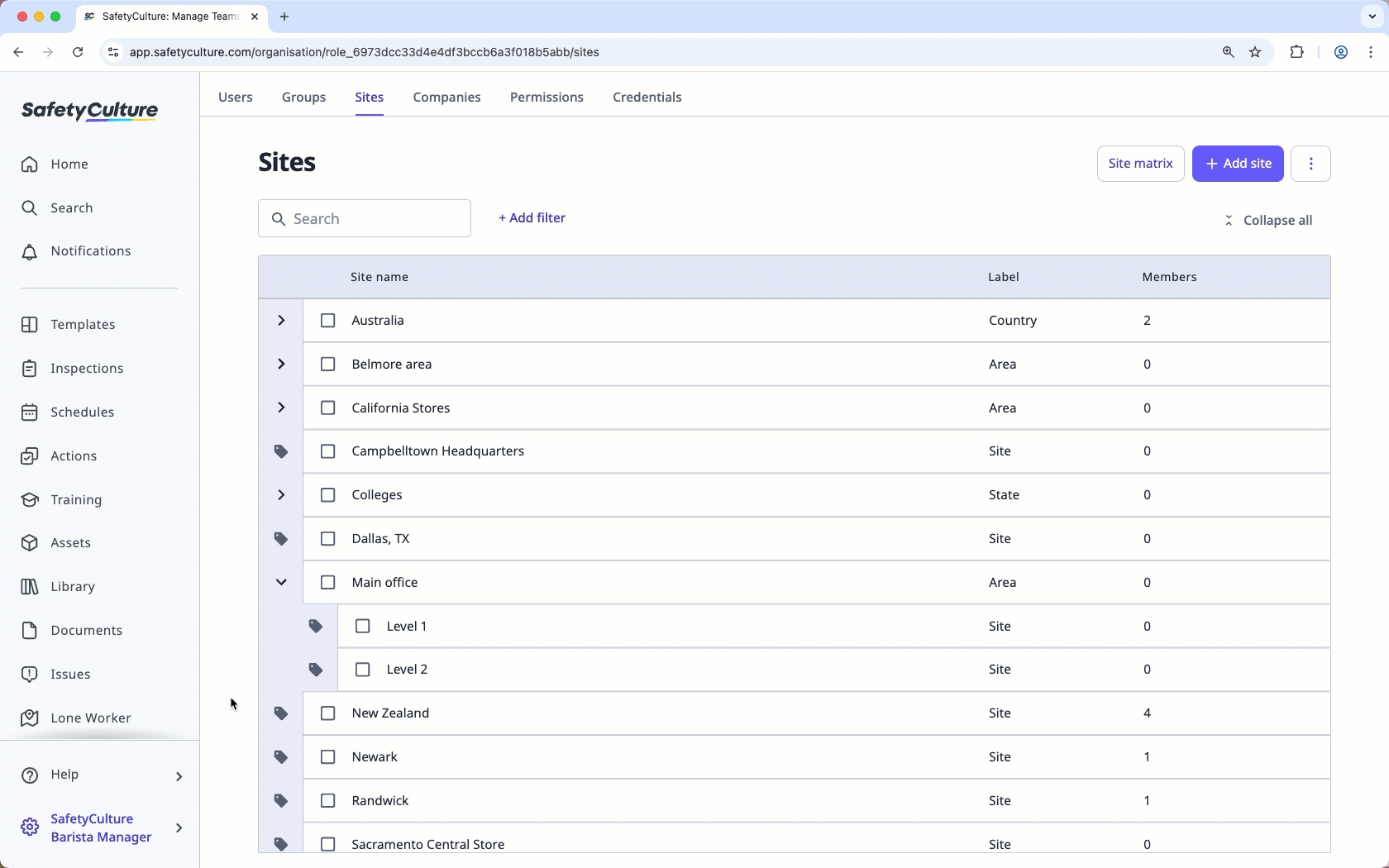 Mithilfe der Web-App Websites in Website-Profilen verschieben.
