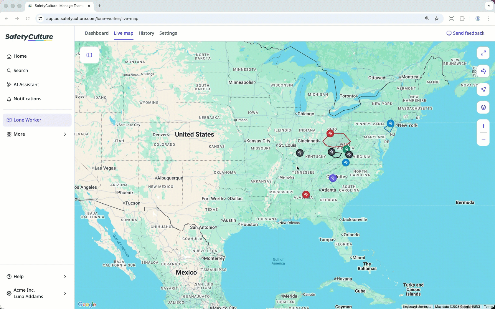Supprimer une geofence à parttir de la Carte live via l'application Web.
