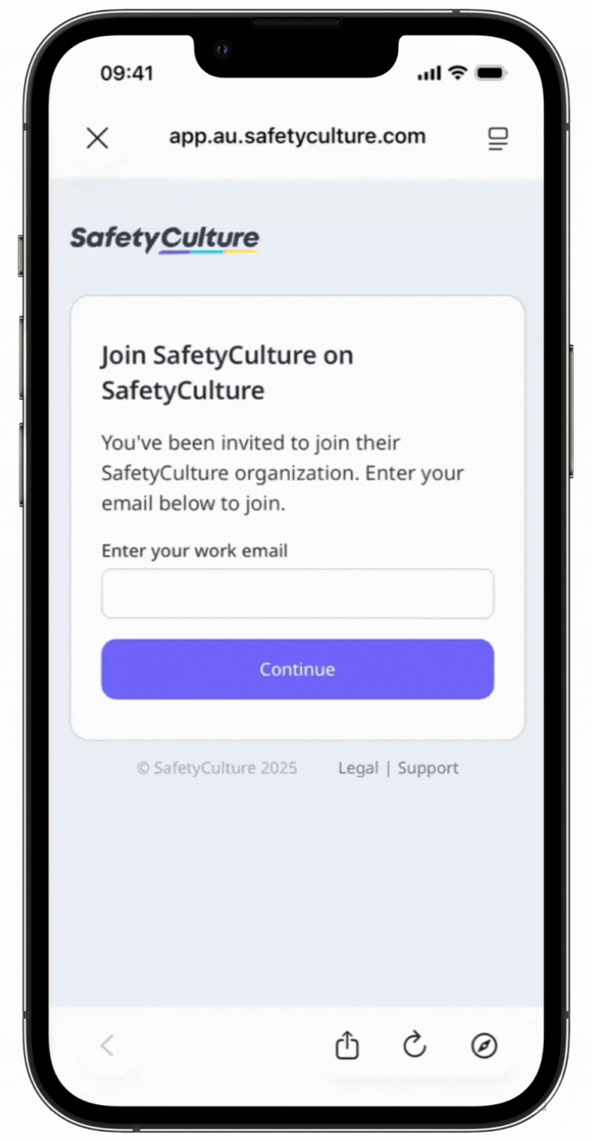 Join an organization via an email link on mobile.