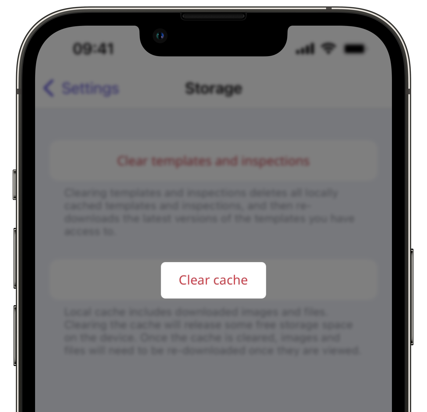 Effacer le cache via l'application portable sur iOS.