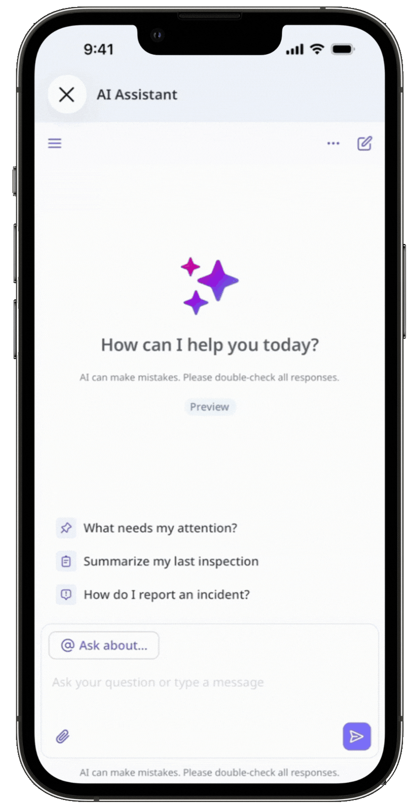 Tap 'Delete' to remove conversations in the AI Assistant.