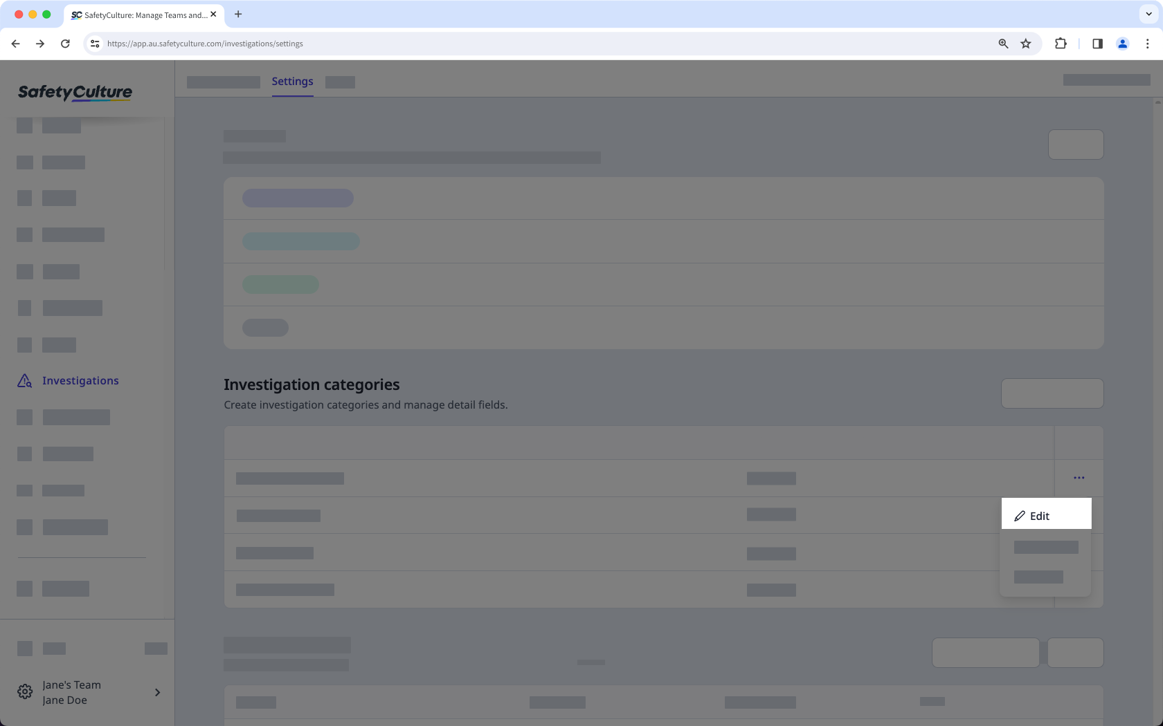 Editar una categoría de investigación a través de la aplicación web.