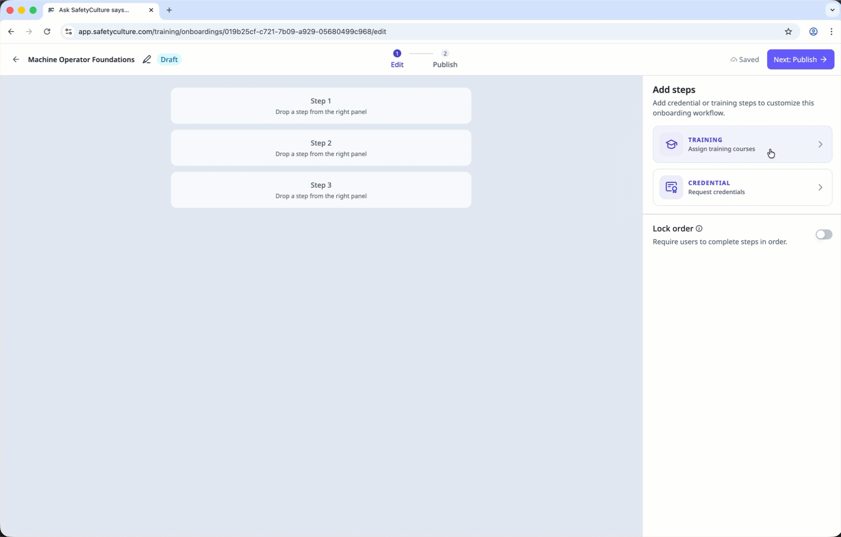 Create onboarding workflows via the web app.