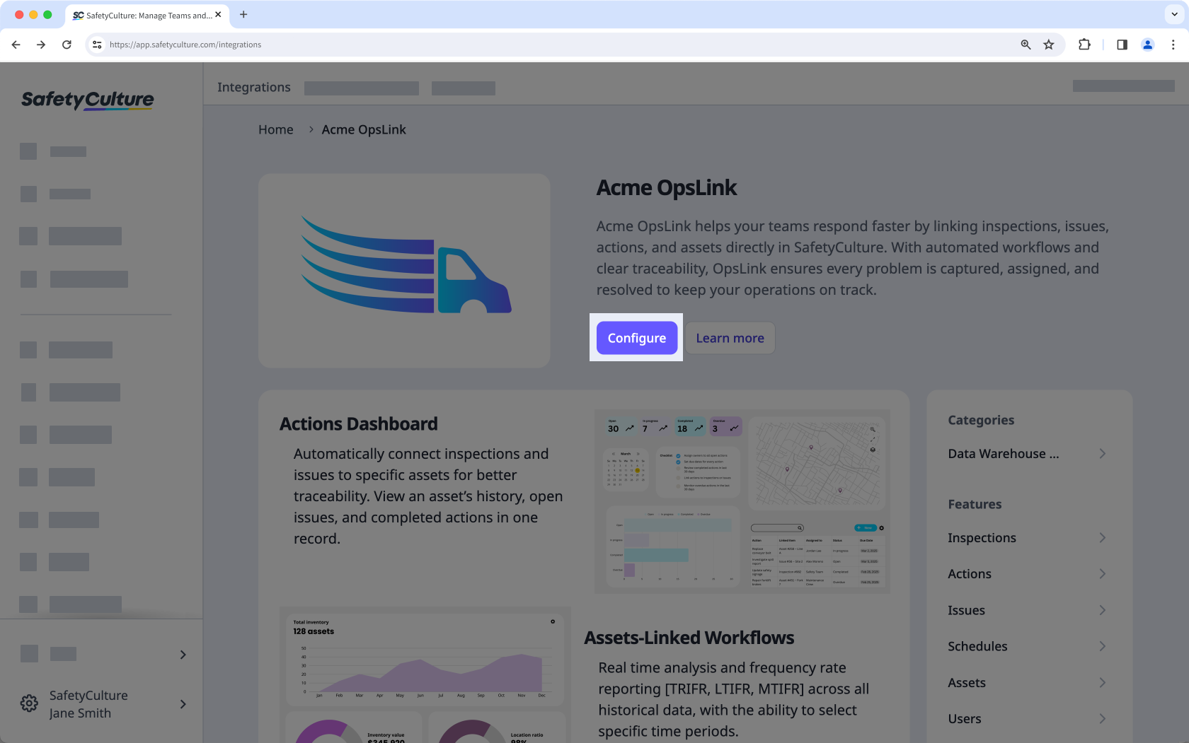 Konfigurieren Sie eine eingebettete App über die Web-App.