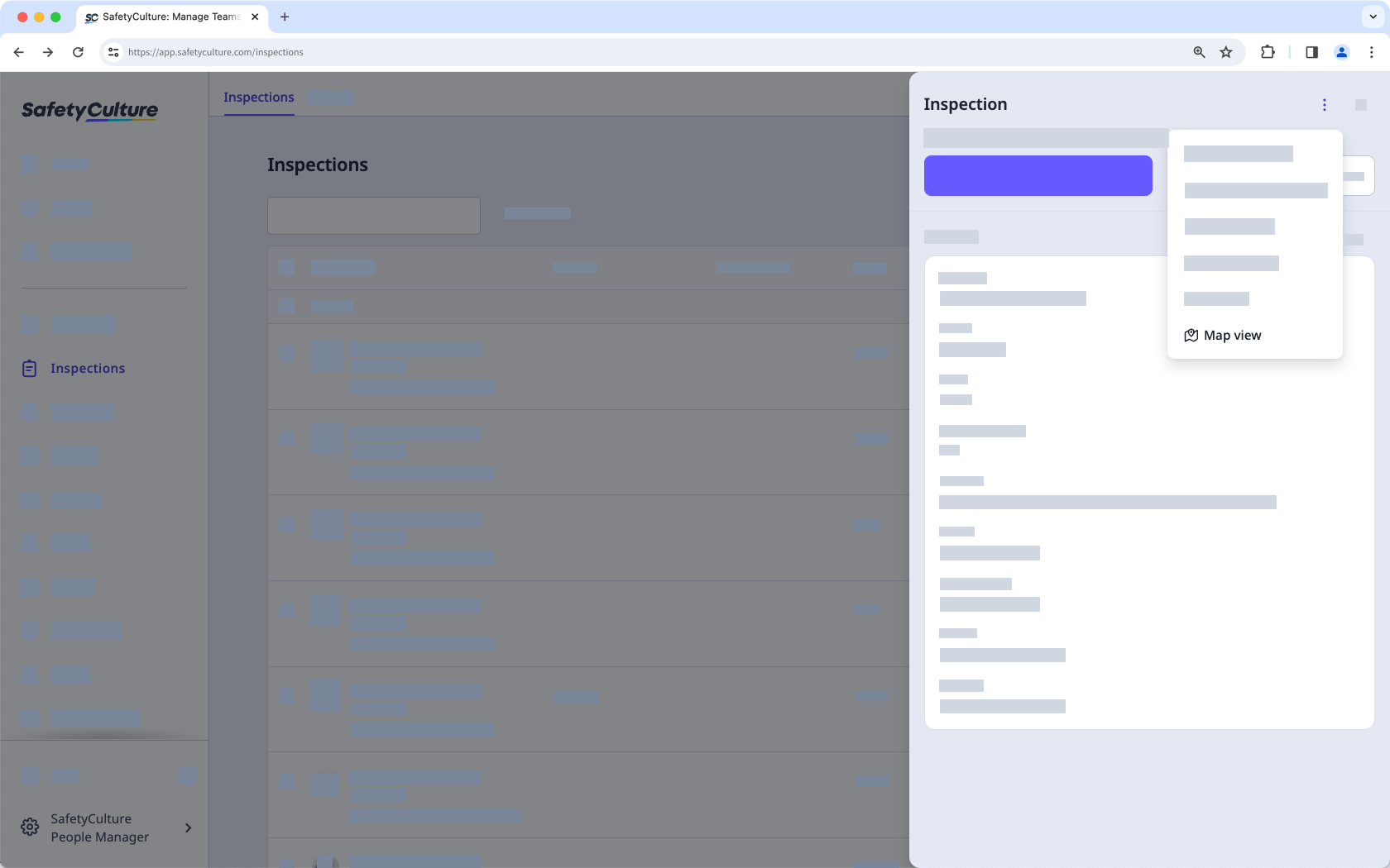 Inspektionsstandorte mithilfe der Web-App auf einer Karte anzeigen.