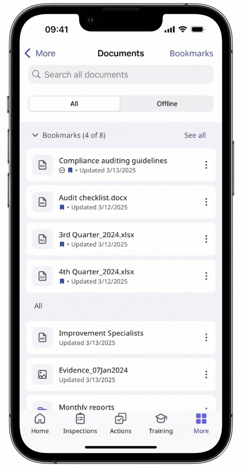 View files and folders in Documents via the mobile app.