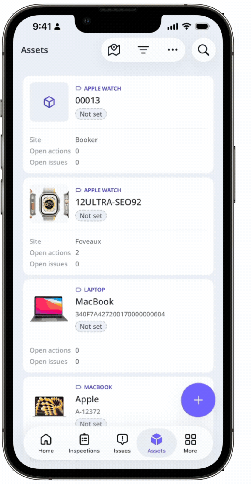 Scan a barcode to open the matching asset profile.