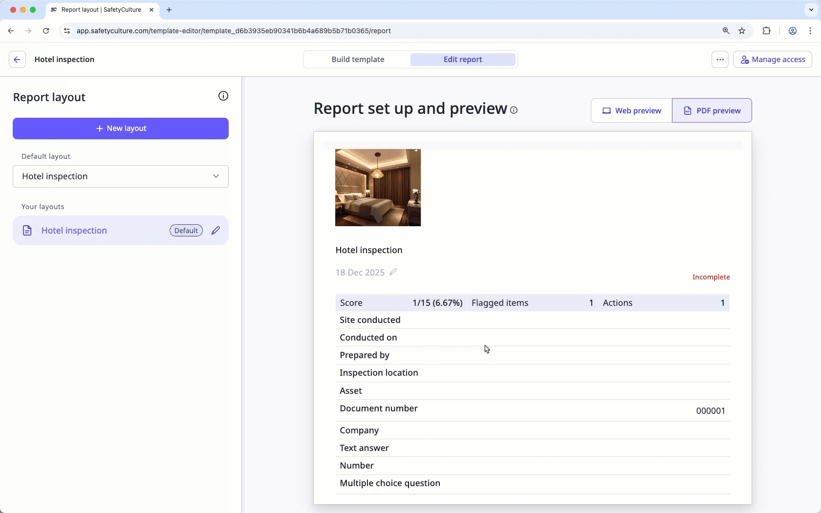 Personnaliser le format du titre d'inspection à partir de l'application Web.