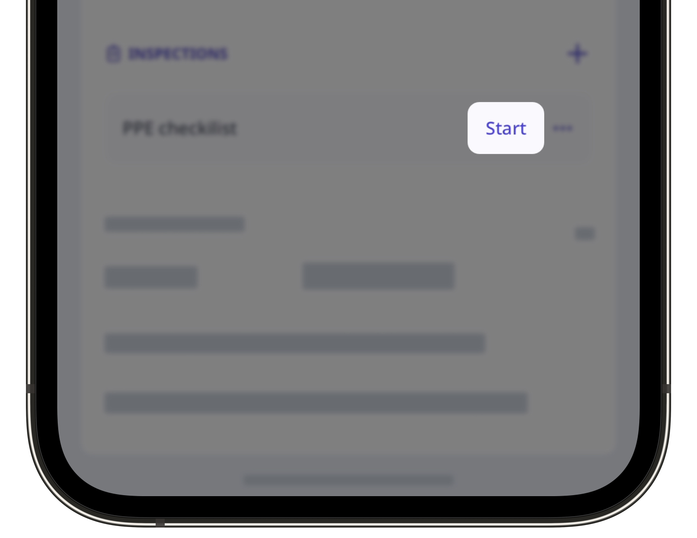 Commencez une inspection à partir d'une action à partir de l'application portable.