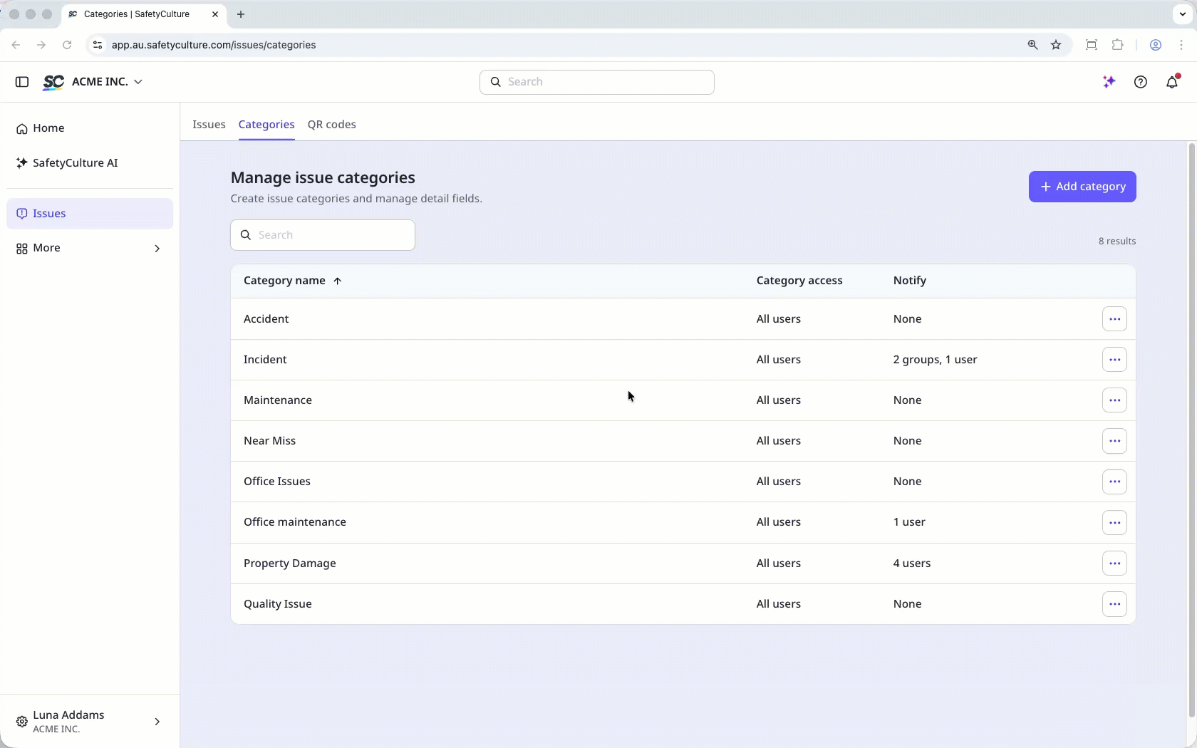 Link templates in an issue category via the web app.