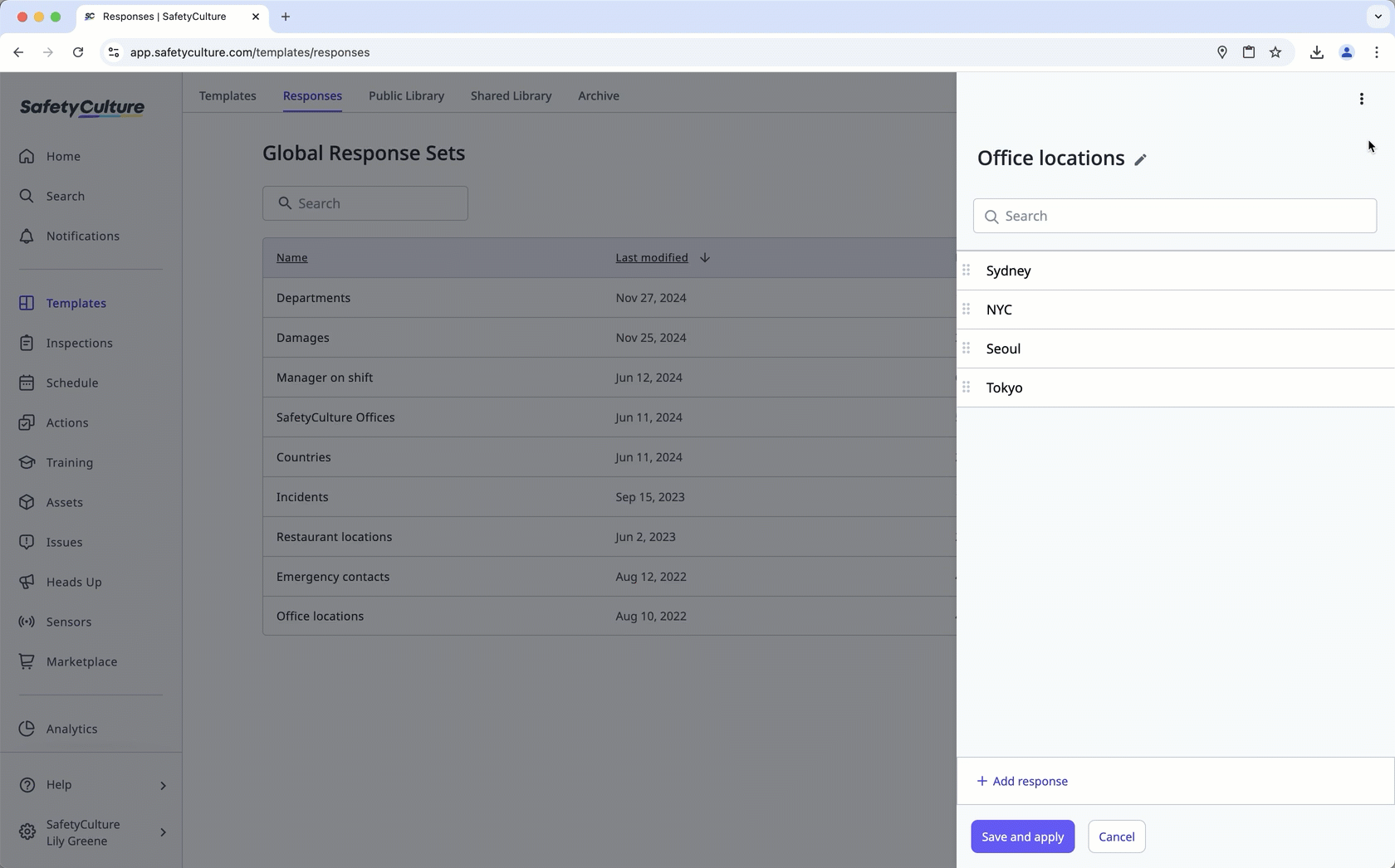 Manage responses in a Global Response Set in bulk via CSV via the web app.