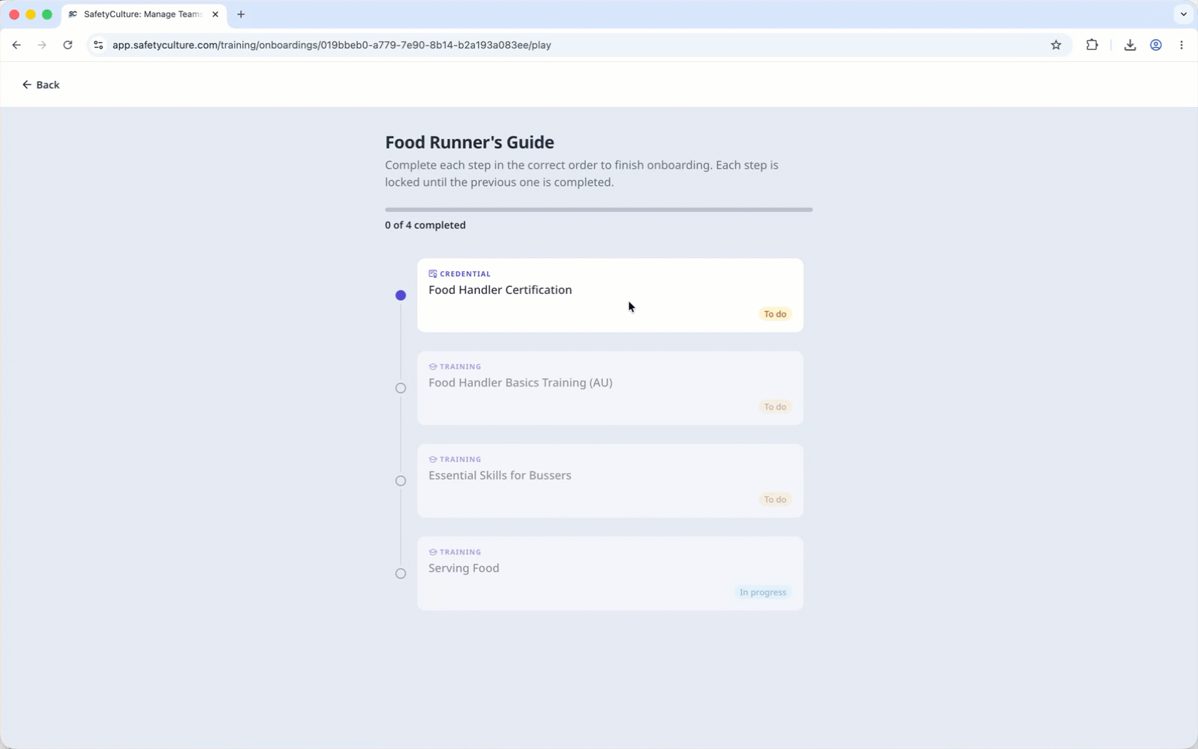 Add credentials as a required step to an onboarding workflow.