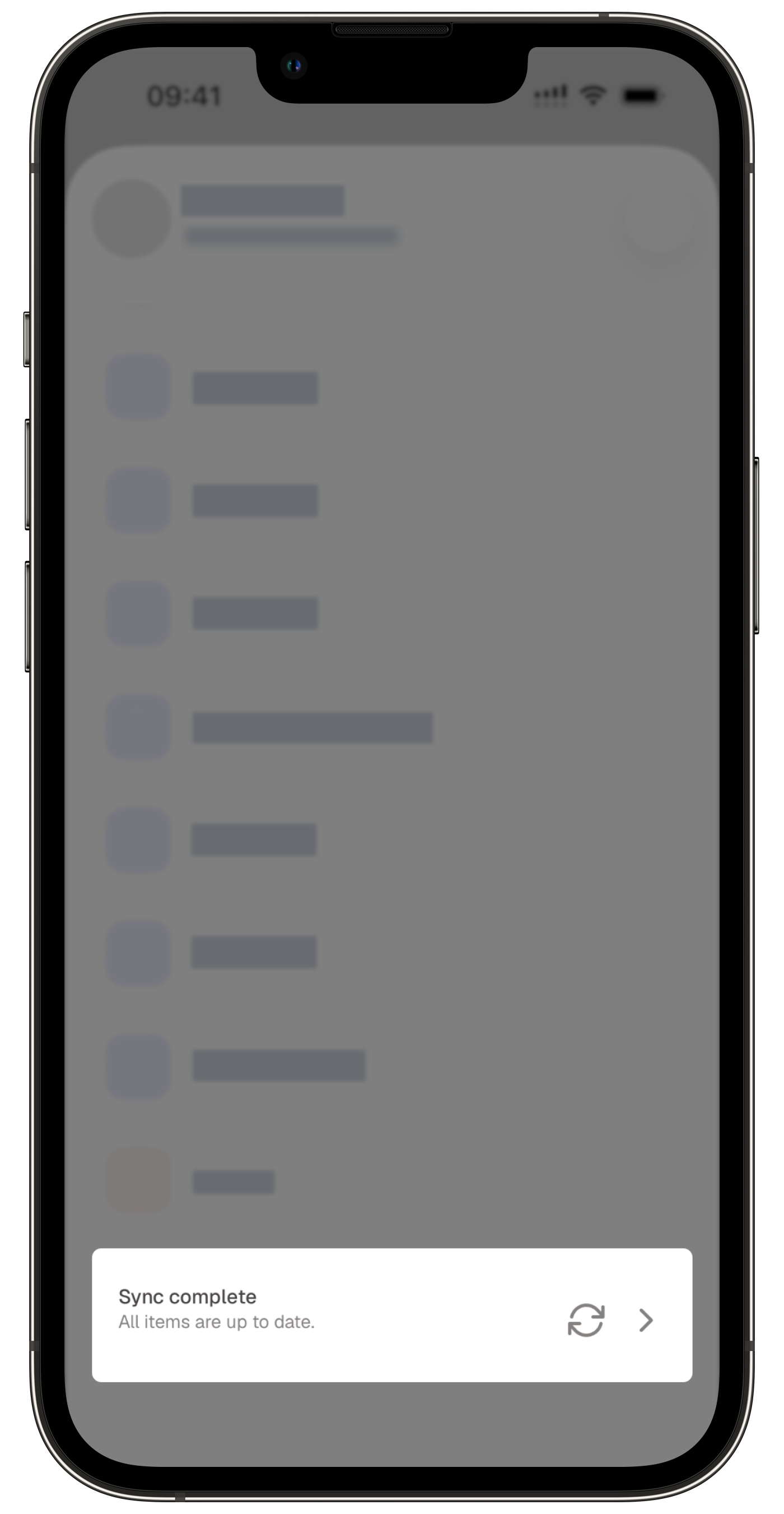 The user profile screen showing the option to manually sync the mobile app.