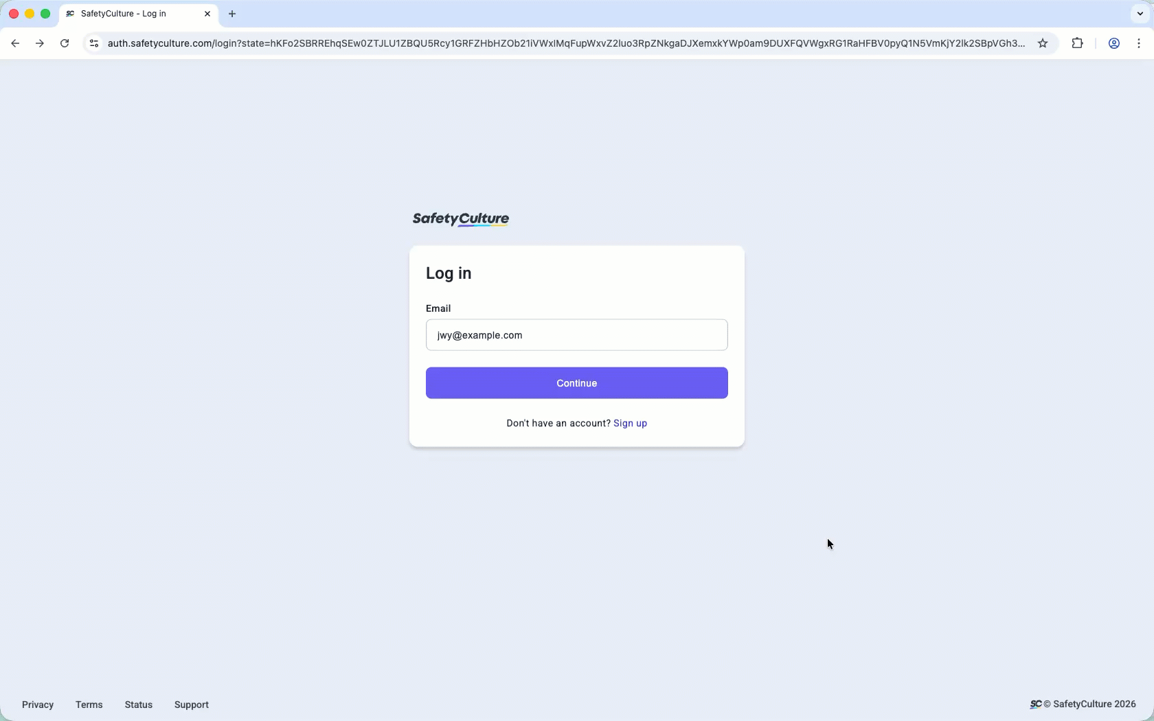 Log into your SafetyCulture account via account password or SSO if your email address doesn't match your organization's enforced domains.