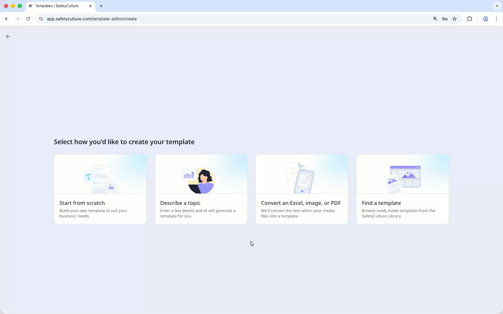 Converting a PDF file into a template via the web app.