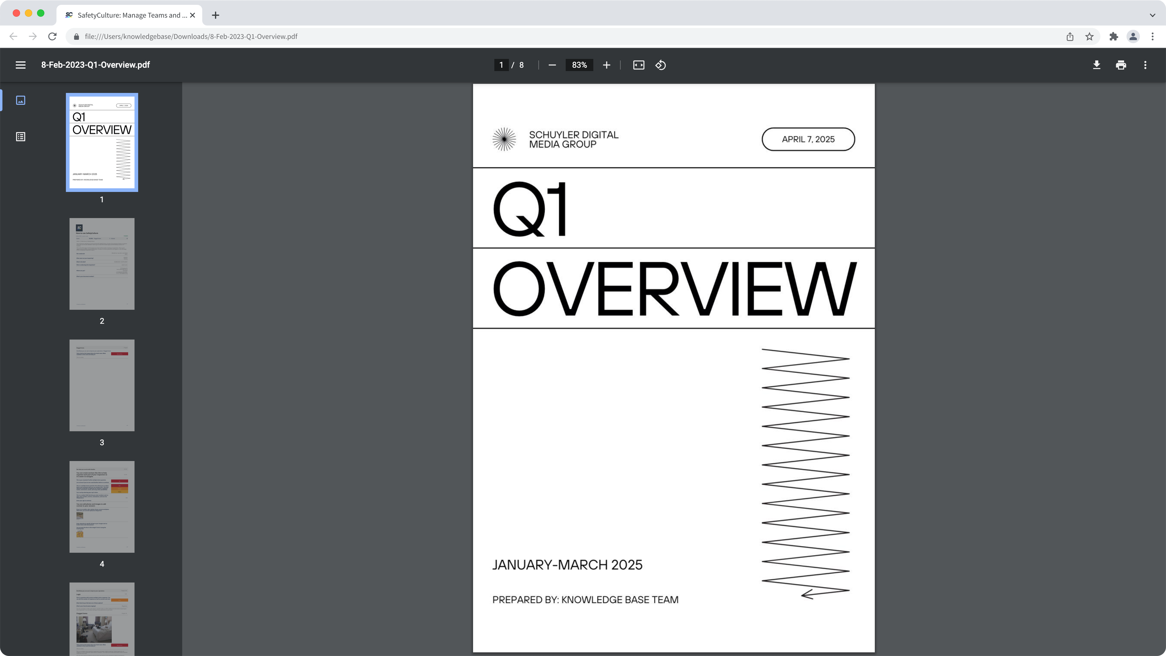 Exemple de page de couverture d'un rapport d'inspection.