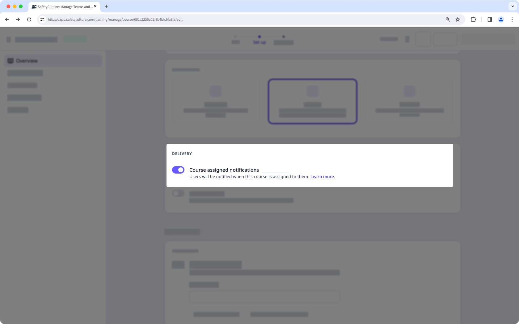Learn how to turn on or off notifications on course assignments via the web app.