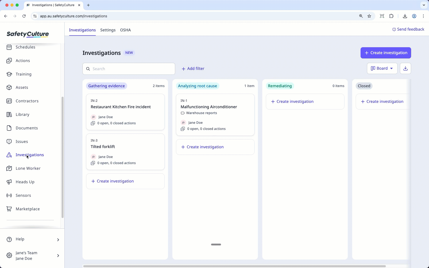 Duplicate an investigation category via the web app.