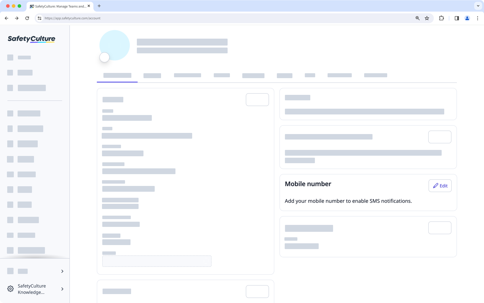 Mithilfe der Web-App die Mobilfunknummer für Ihr SafetyCulture-Konto bearbeiten.