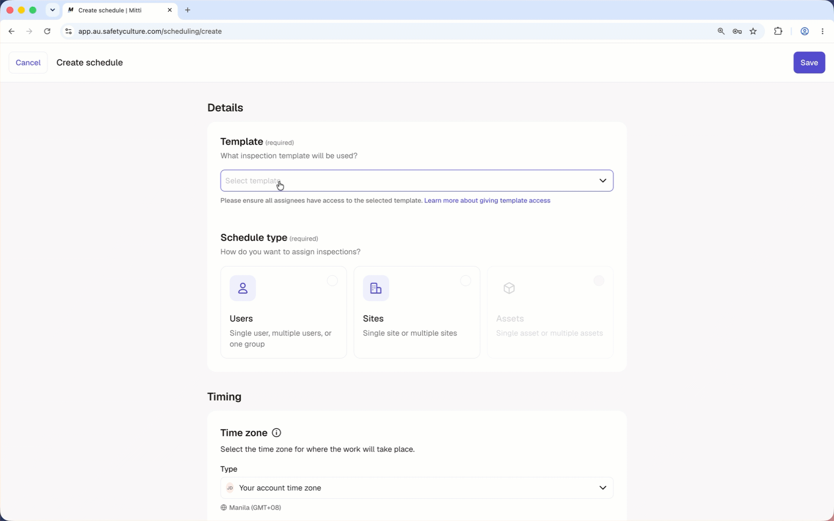 Einen Zeitplan für Standorte über die Web-App erstellen.