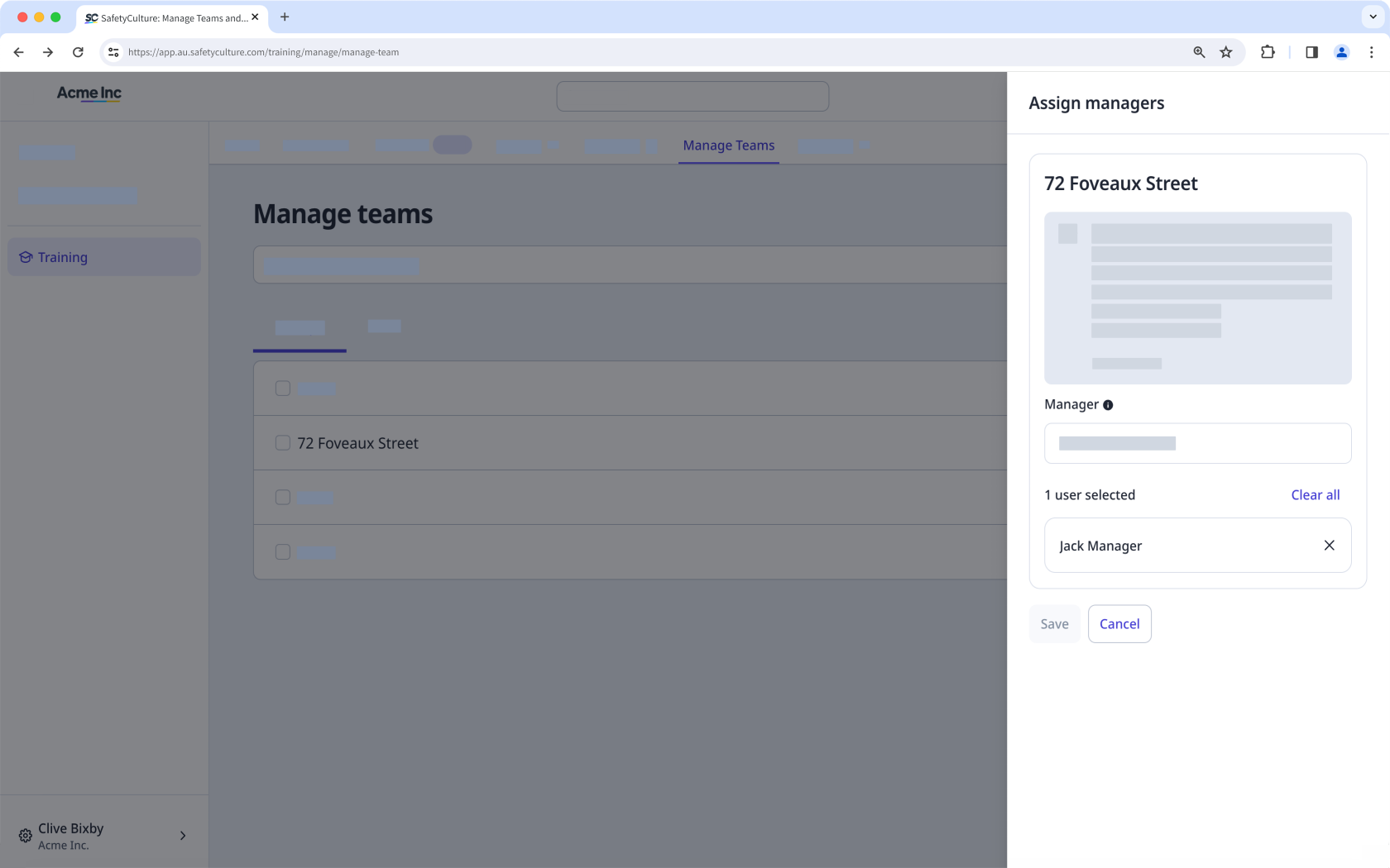Mithilfe der Web-App die Zuweisung eines Teammanagers zu einer Grupper rückgängig machen.
