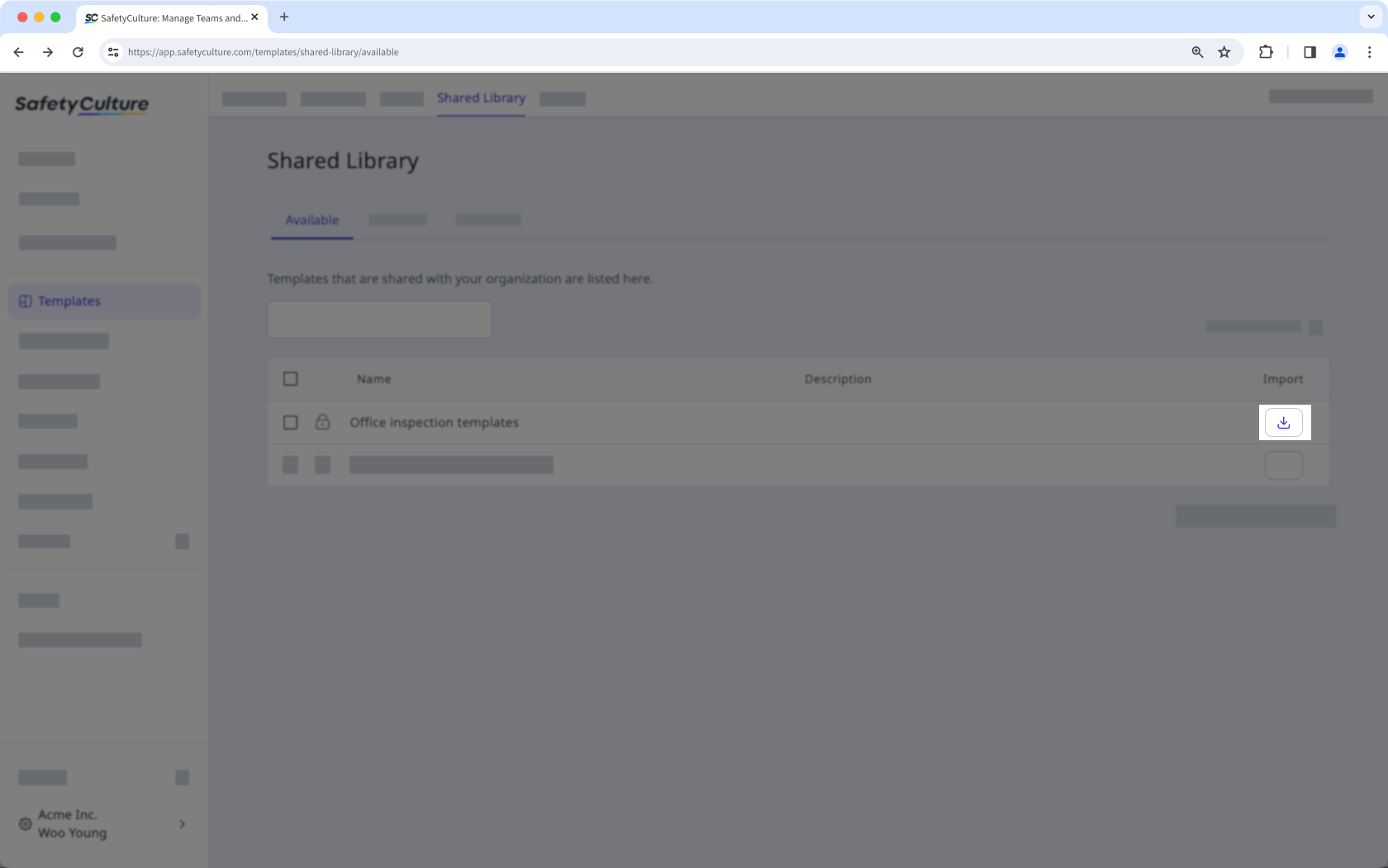 Importez un modèle à partir d'une collection de modèles de la bibliothèque partagée via l'application Web.