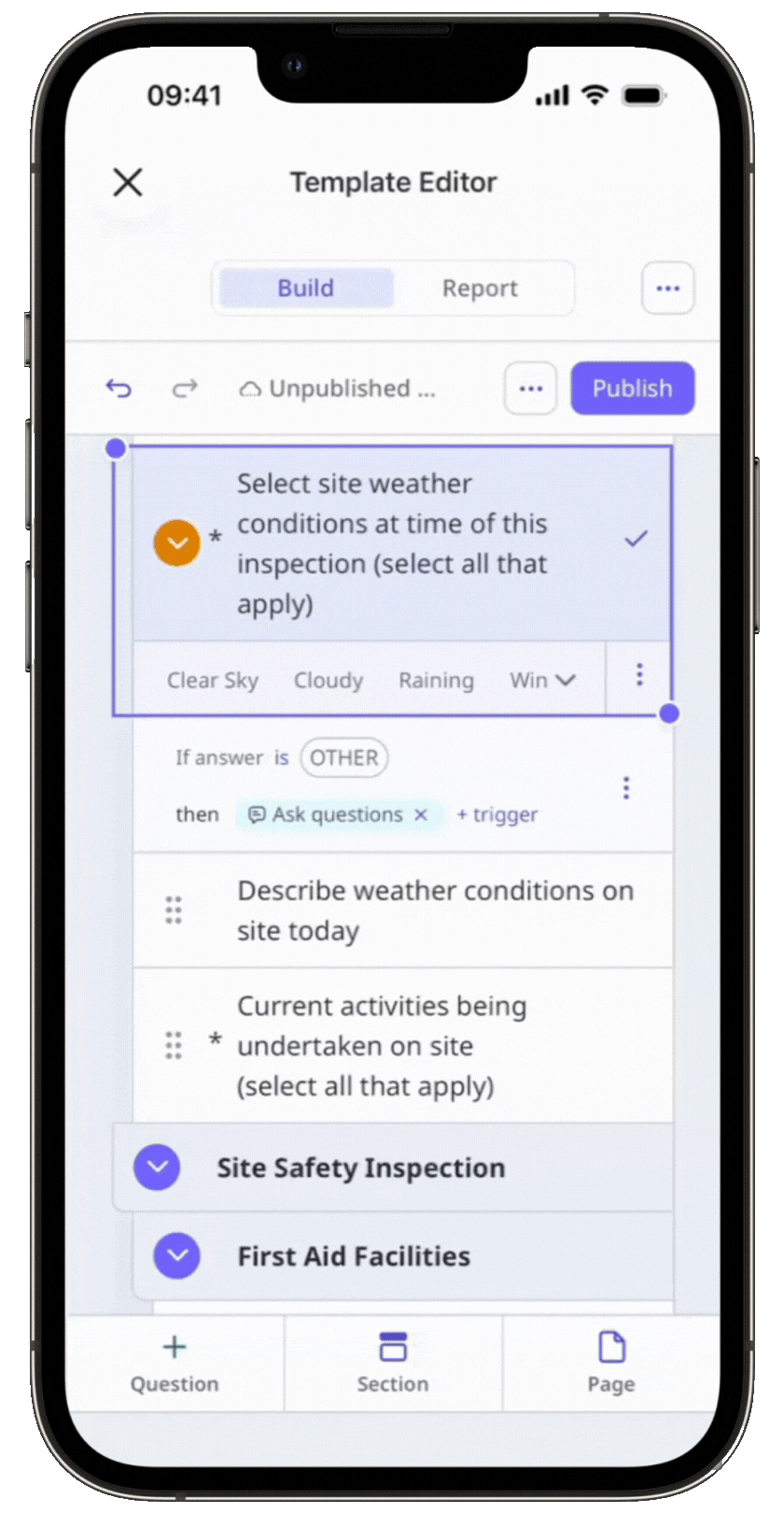 Create number response questions via the mobile app.