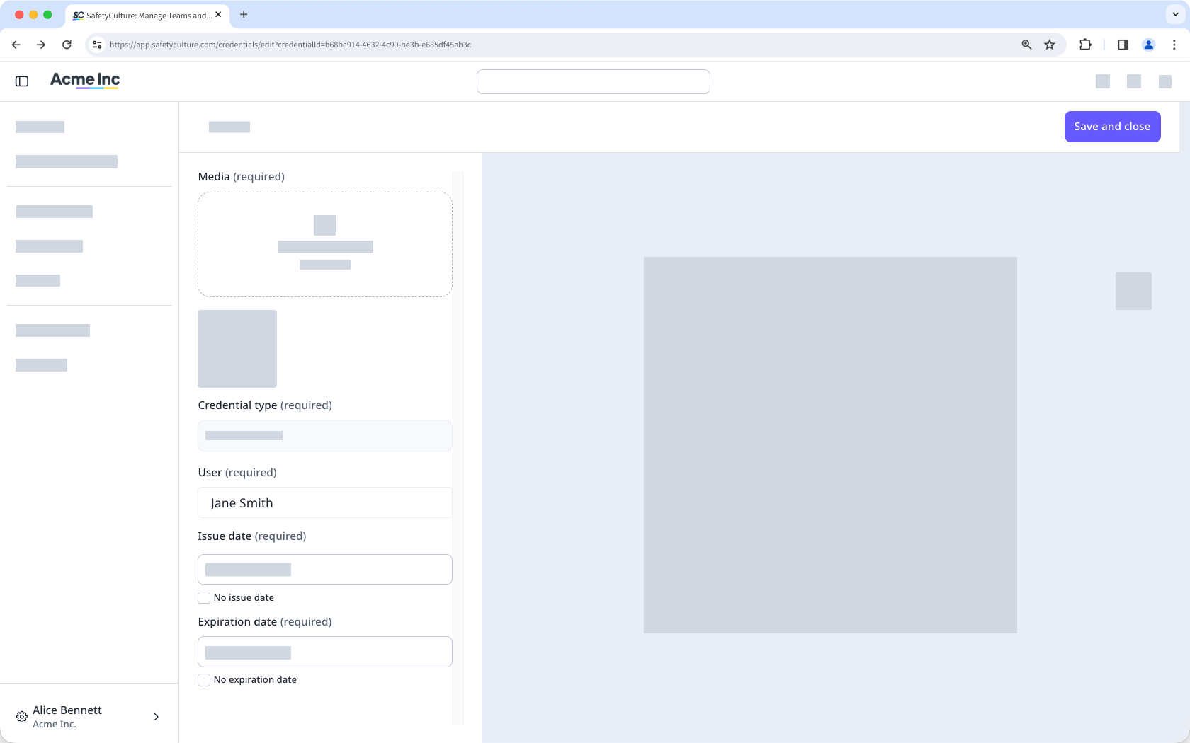 Edit a user's credential via the web app.