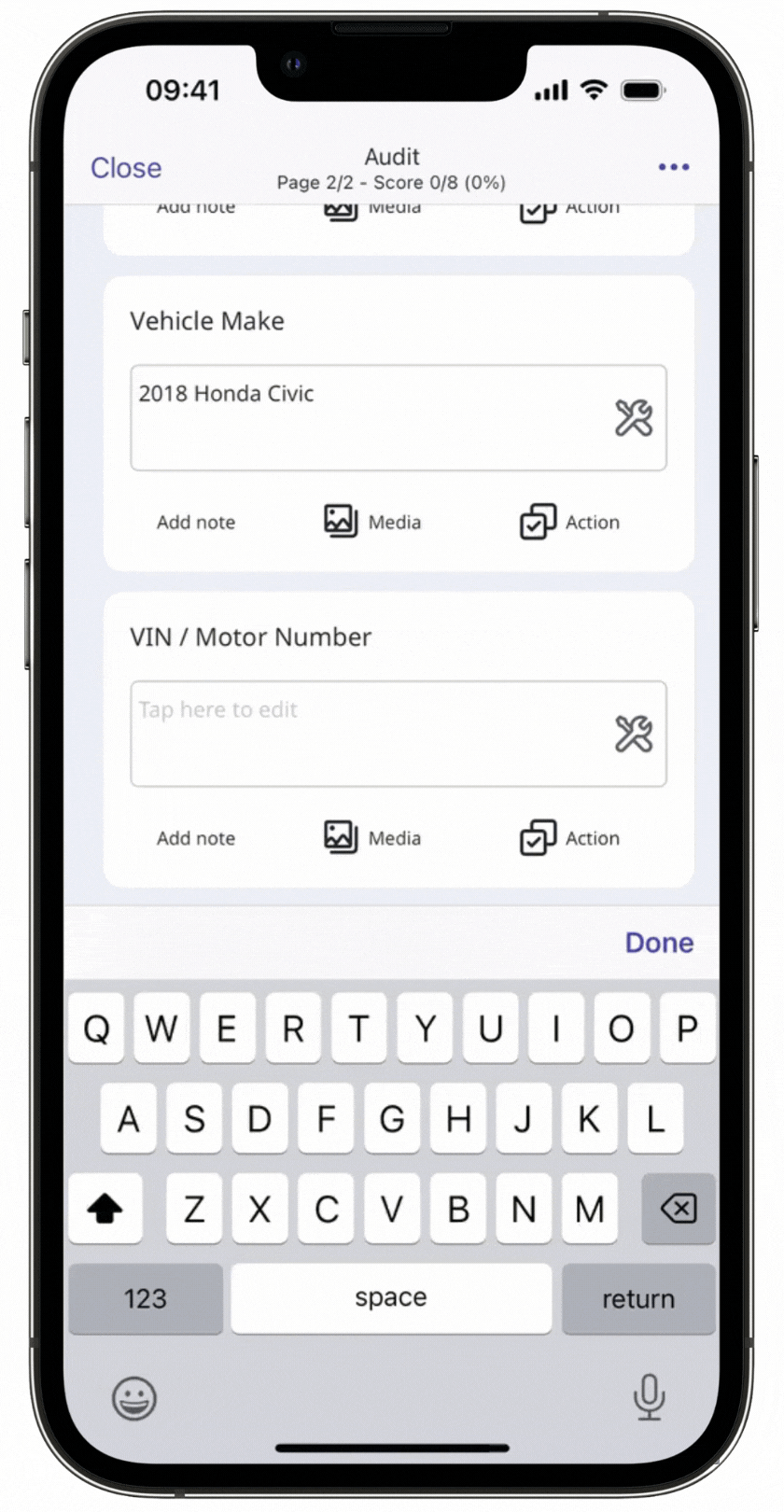 An example of scanning a barcode and using the value as an answer to a question on the mobile app.