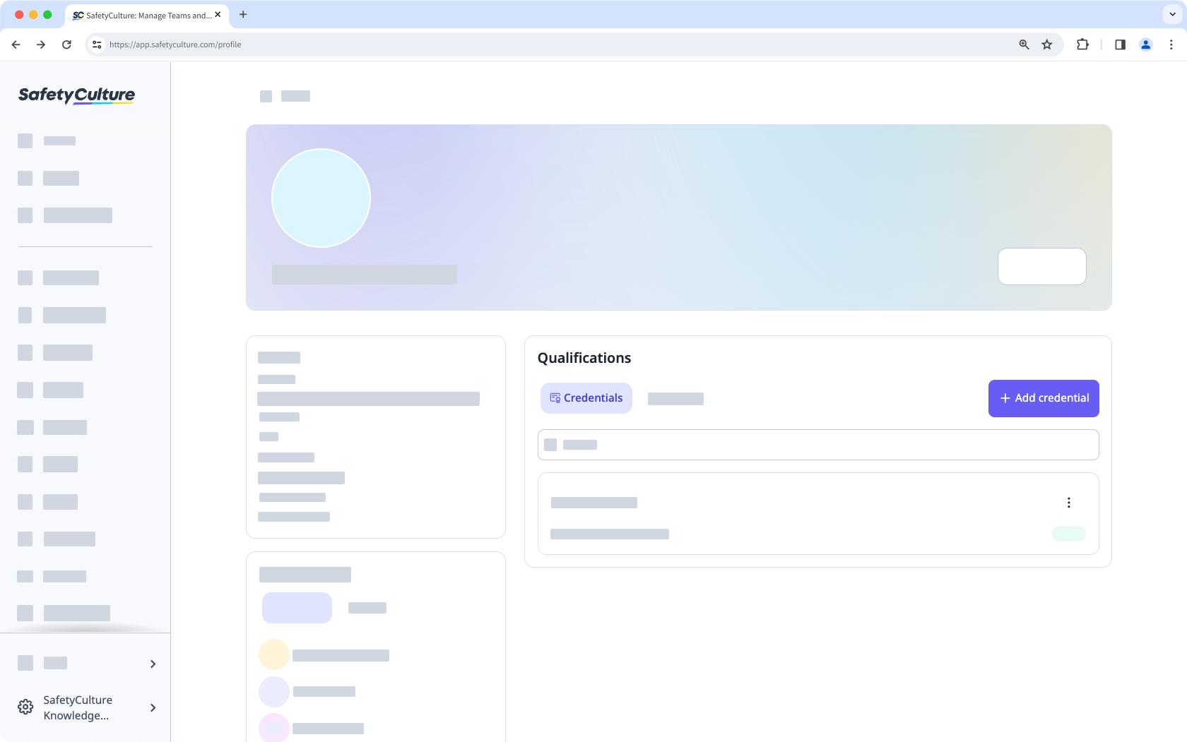Añada una credencial en su perfil de usuario a través de la aplicación web.