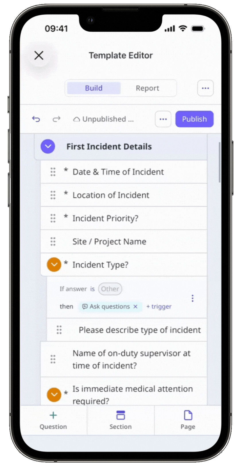 Add a text answer question via the mobile app.