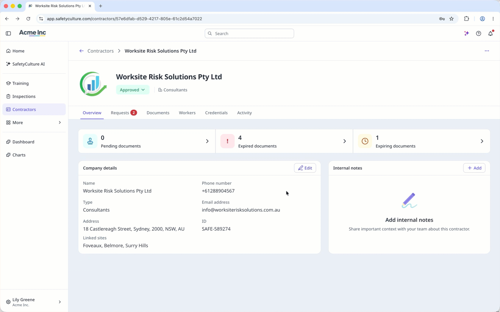 Select the sites to remove from a company.