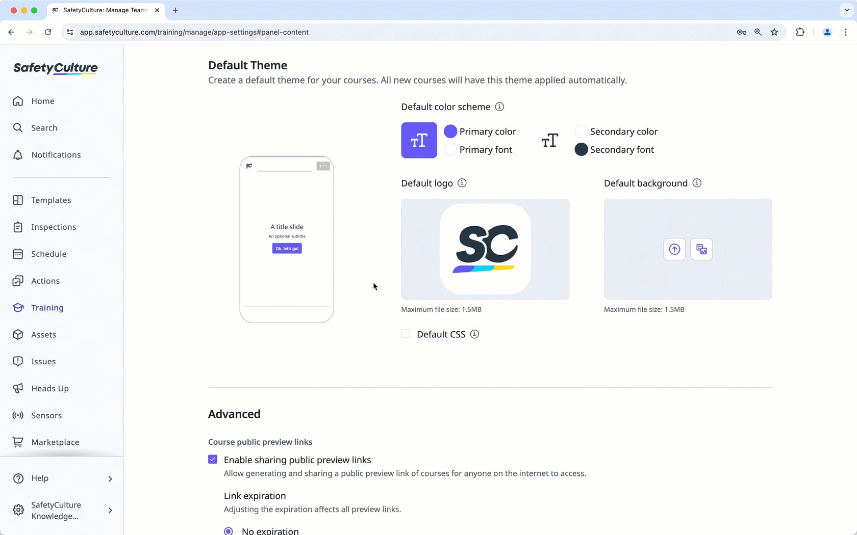 Apply custom CSS to your course via the web app.