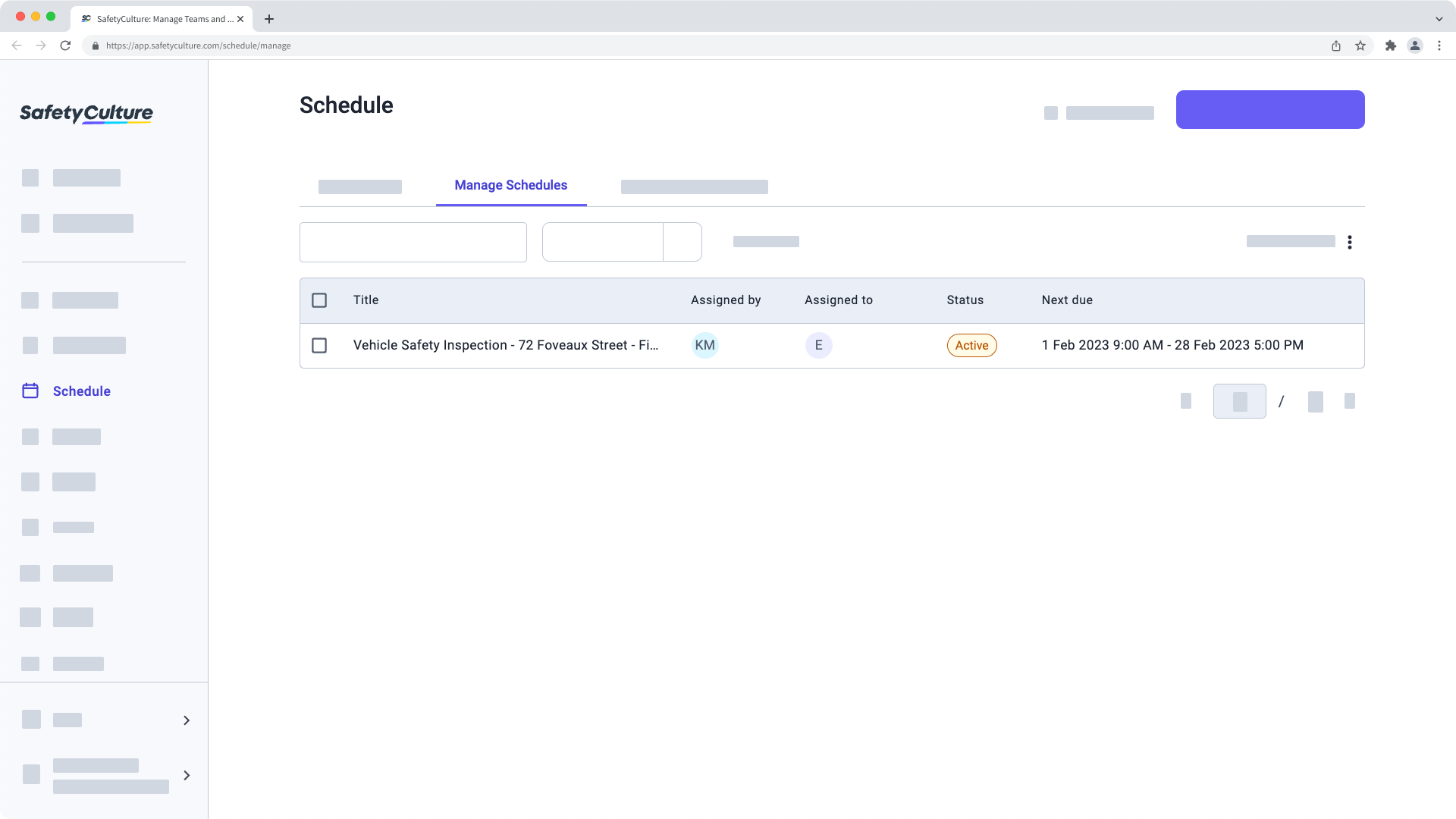 Update inspection schedules via the web app.