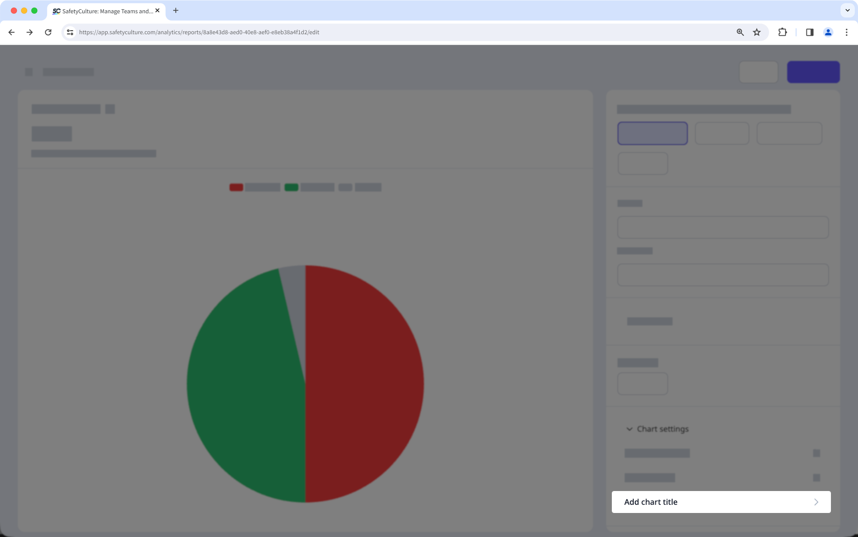 Añada un título a un gráfico en Estadísticas haciendo clic en "Añadir título de gráfico" en la parte inferior derecha del panel lateral a través de la aplicación web.