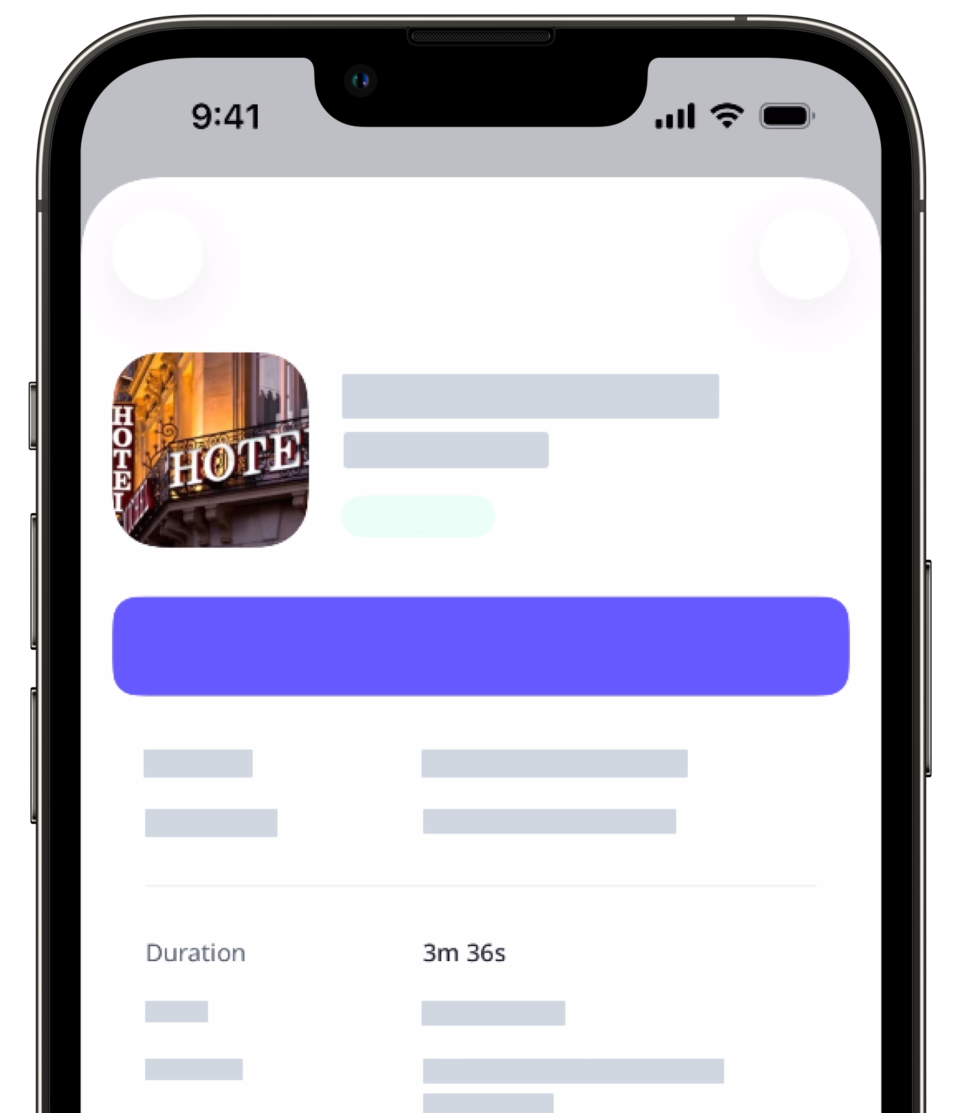 Where to view the inspection duration via the mobile app.