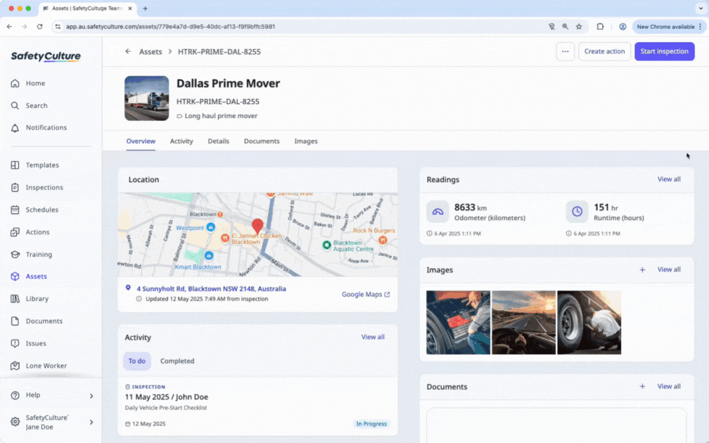 View readings on the asset profile via the web app.