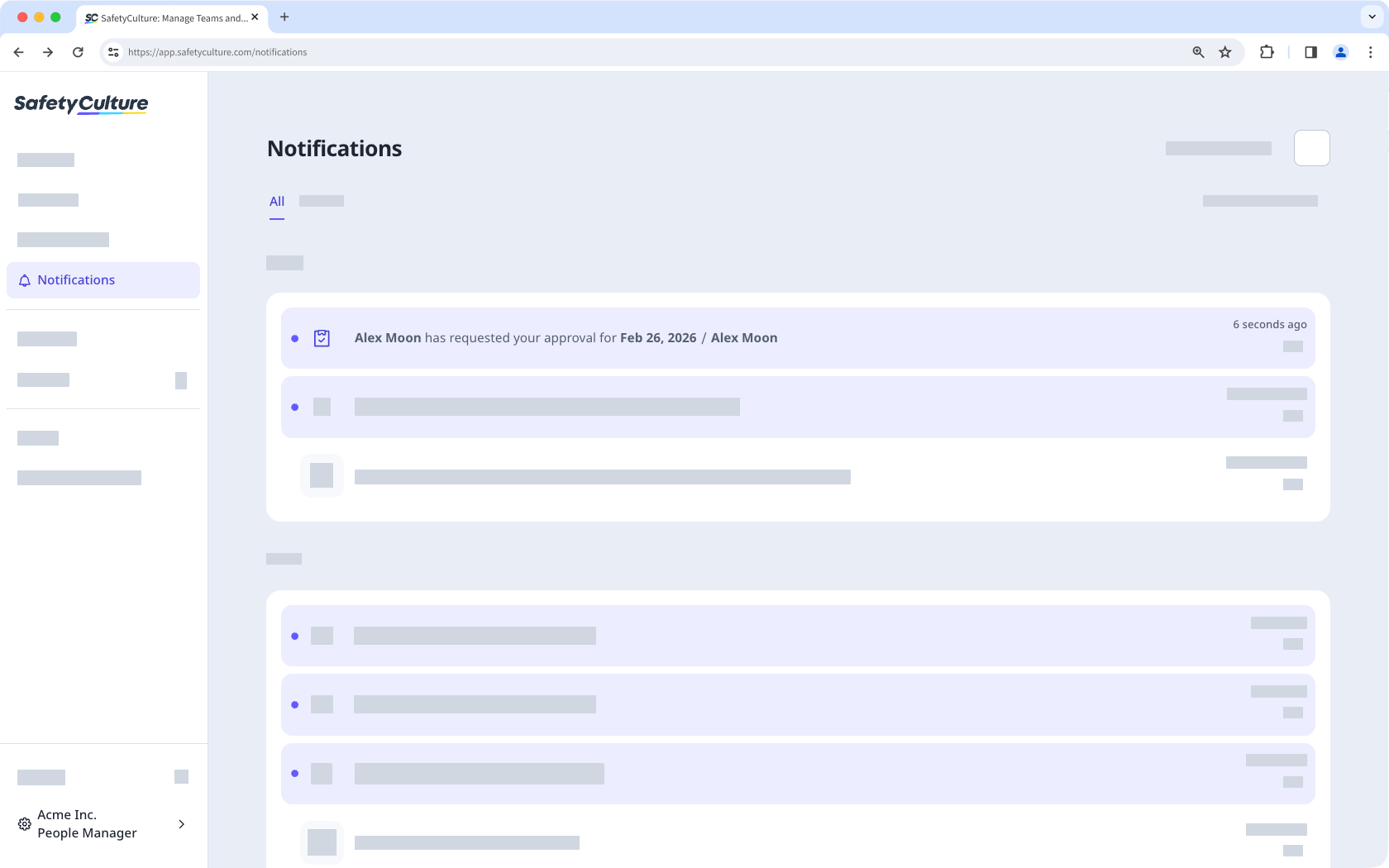 Reciba una notificación cuando un usuario solicite su aprobación para una inspección.