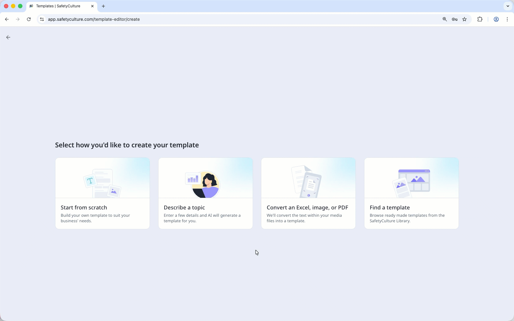 Converting an Excel file into a template via the web app.