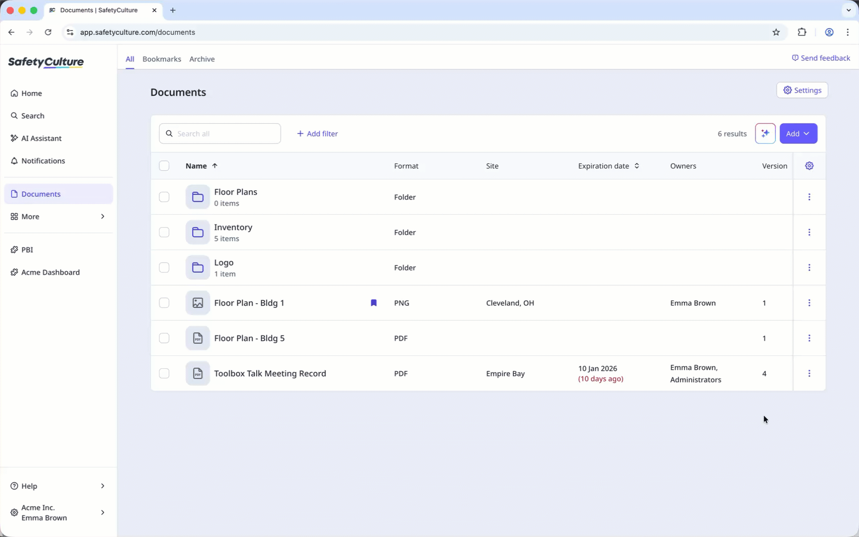 Move a file to a folder via the web app.