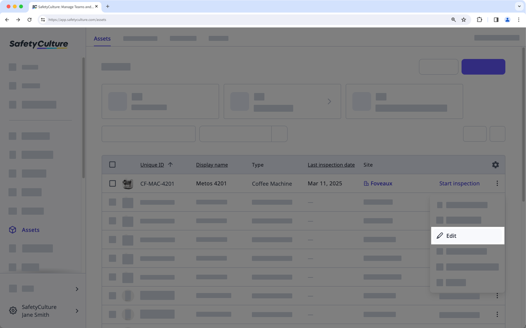 Edit an asset via the web app.