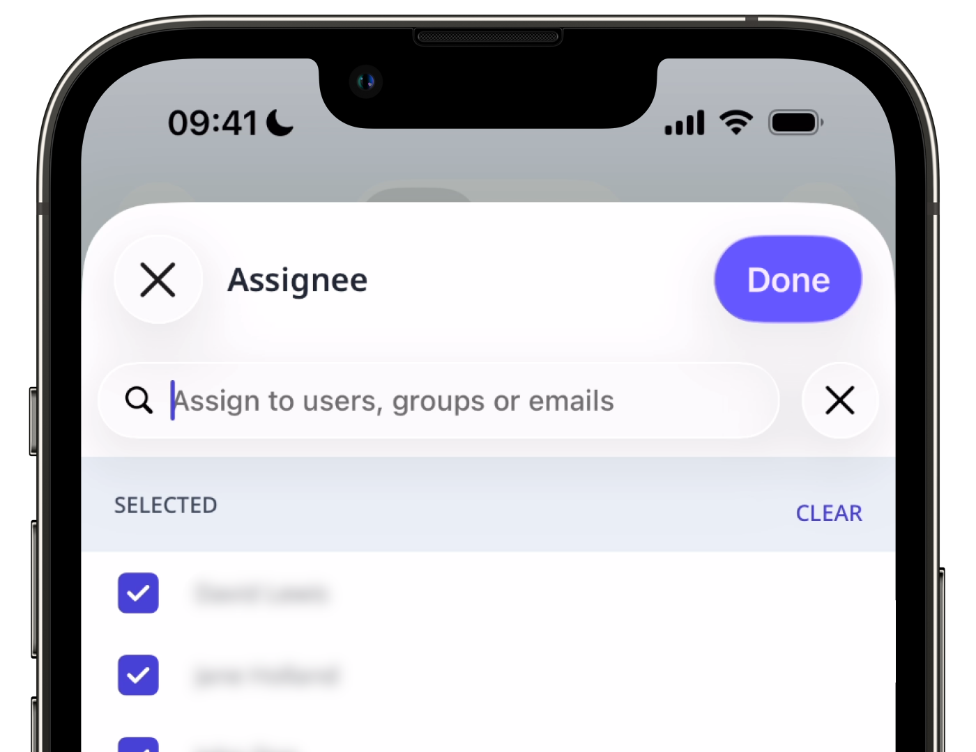 Attribuer une action aux responsables à partir de l'application portable.