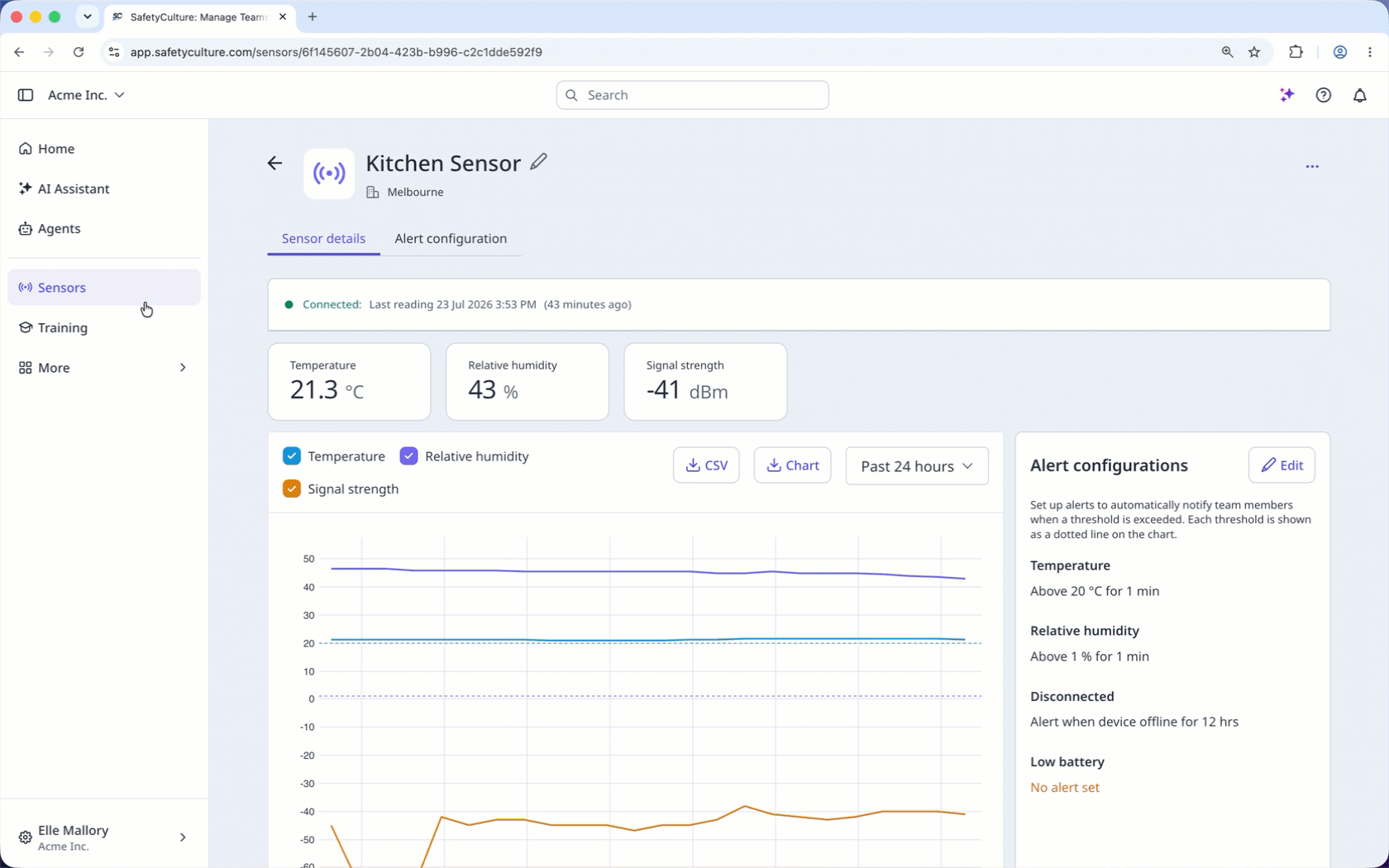 Changer la catégorie d'un capteur à partir de l'application Web.
