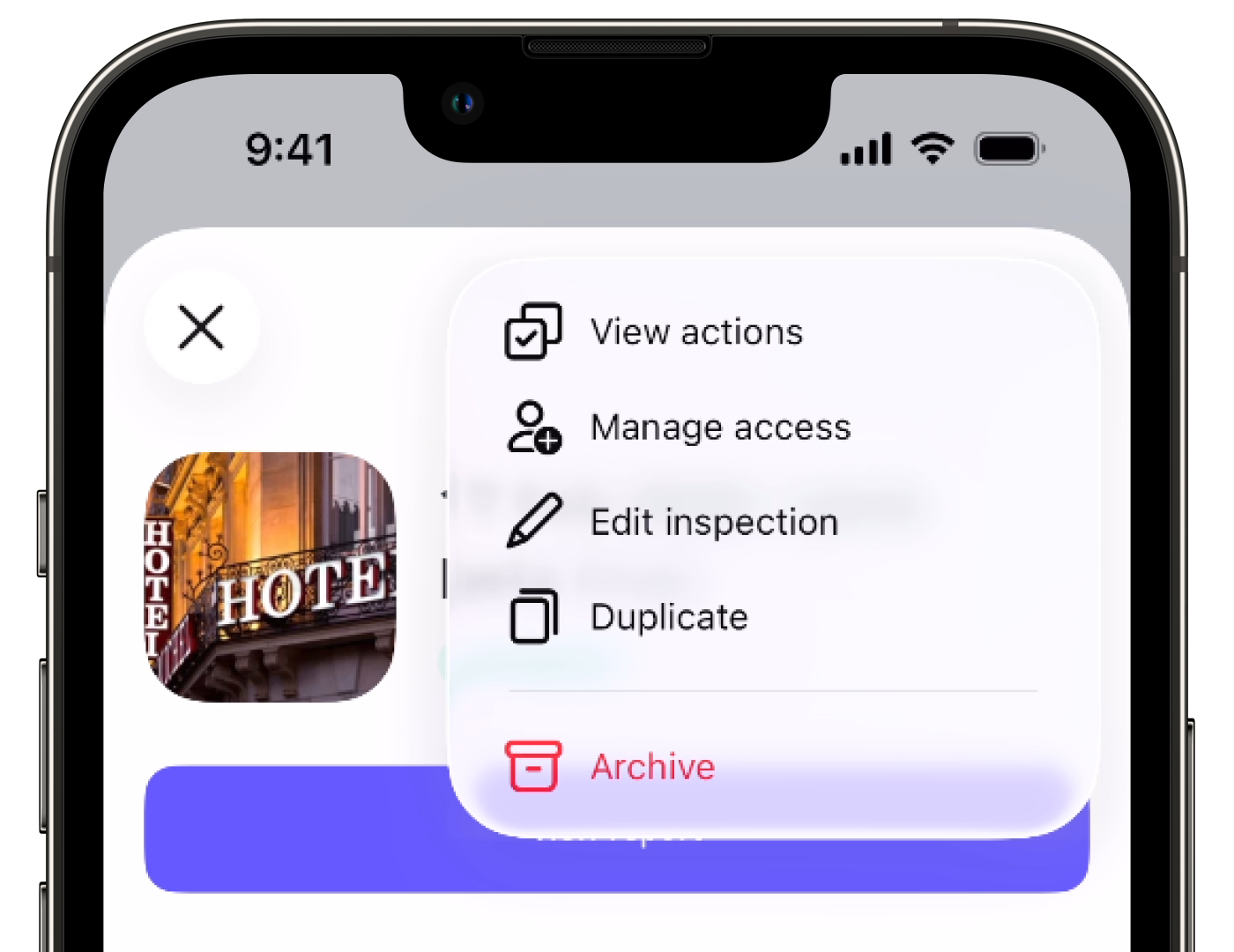 Meine Inspektionszugriffsstufe über die Web-App überprüfen (anzeigen, bearbeiten, löschen iOS)