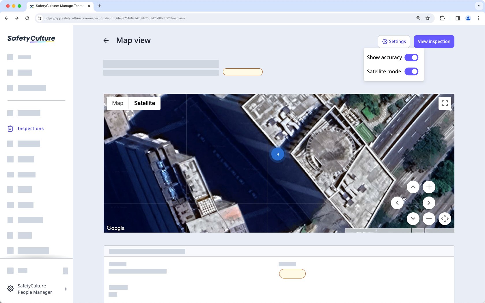 Mithilfe der Web-App eine Karte anzeigen, auf der Sie sehen können, wo jede Inspektionsantwort beantwortet wurde.
