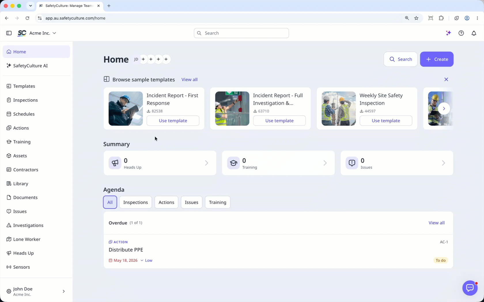 Configure priority-based due dates for actions via the web app.